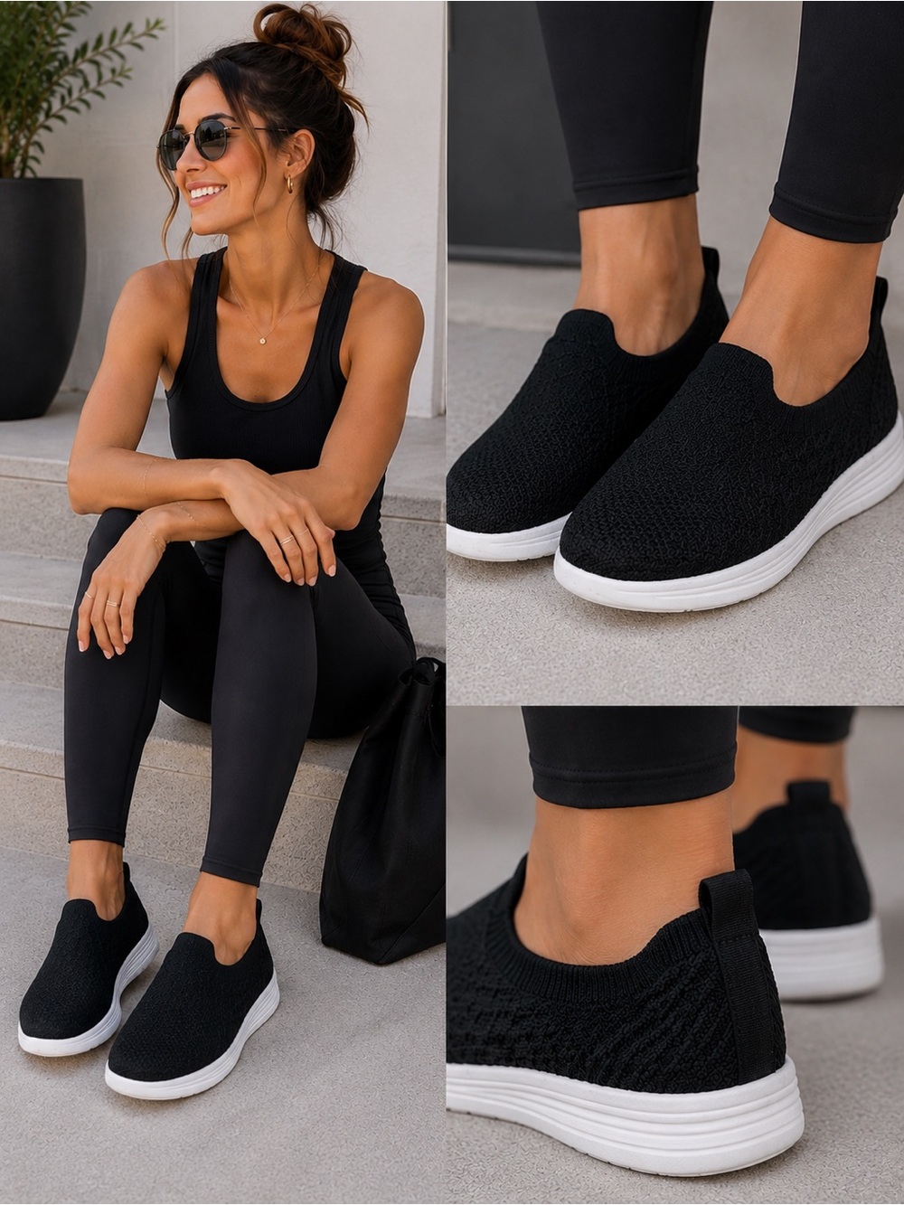 Tommy Bahama Black Knit Slip On Comfort Stretch Lightweight Sneakers Women’s 6.5
